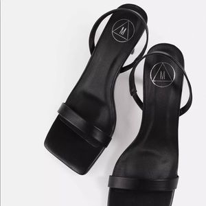New Missguided black square toe mid heels